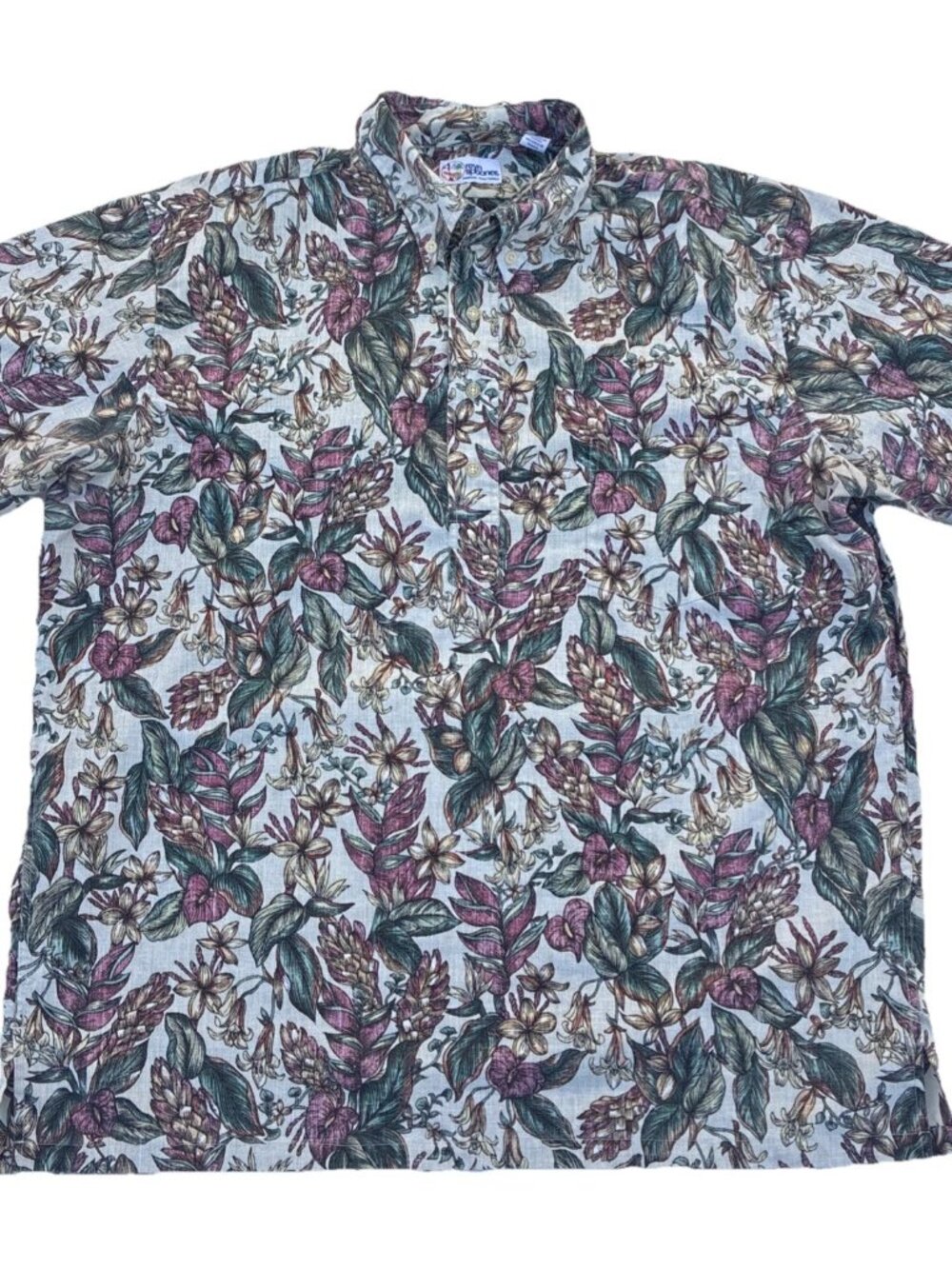 Reyn Spooner Hawaiian Traditionals Half-Button Reverse Print Flowers Sx XL